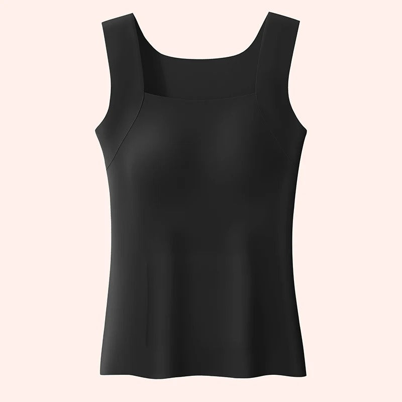 Women's stylish comfort tank top with built-in bra. Perfect sleeveless activewear or casual summer top, all-day wear.