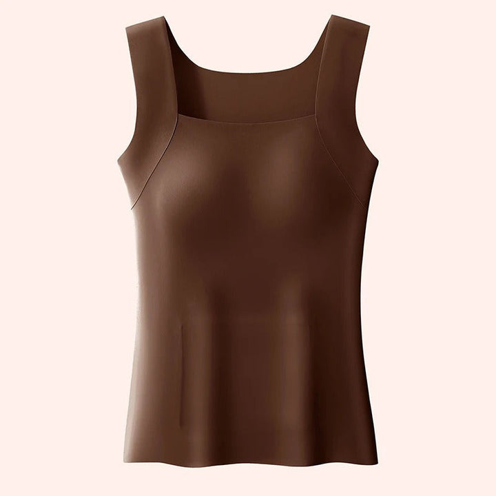 Stretch women's sleeveless tank top with built-in bralette. Stylish everyday comfort top, great for layering or activewear.