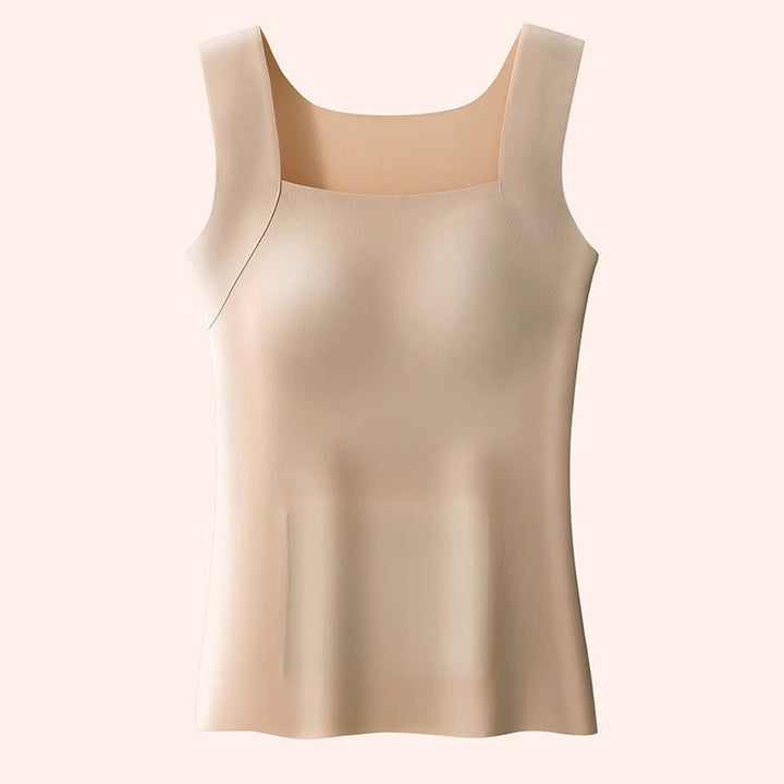 Comfortable women's tank top featuring a built-in bra. Versatile sleeveless top for activewear, casual or summer everyday wear.