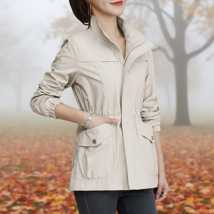 Women's stylish Flora transitional jacket. Lightweight & versatile outerwear for spring/autumn fashion.