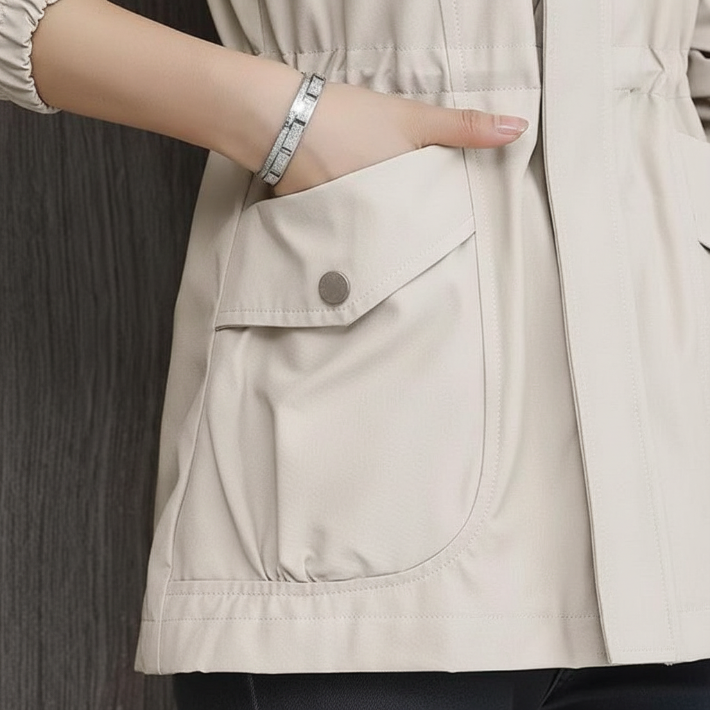 Versatile women's spring/autumn jacket. Stylish & lightweight Flora outerwear for changing weather.