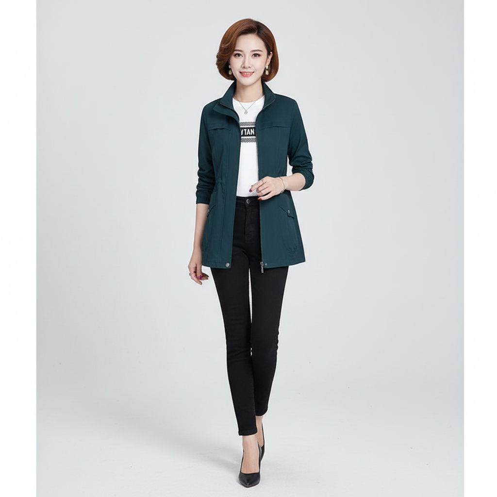 Stylish women's Flora jacket. Versatile lightweight outerwear, perfect for spring & autumn fashion.