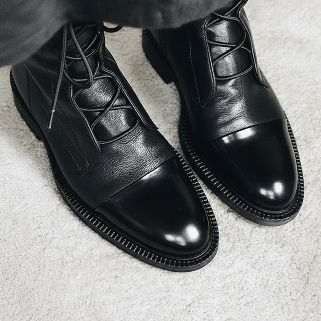 Versatile women's fashion high lace-up boots, designed for stylish fall and winter outfits.