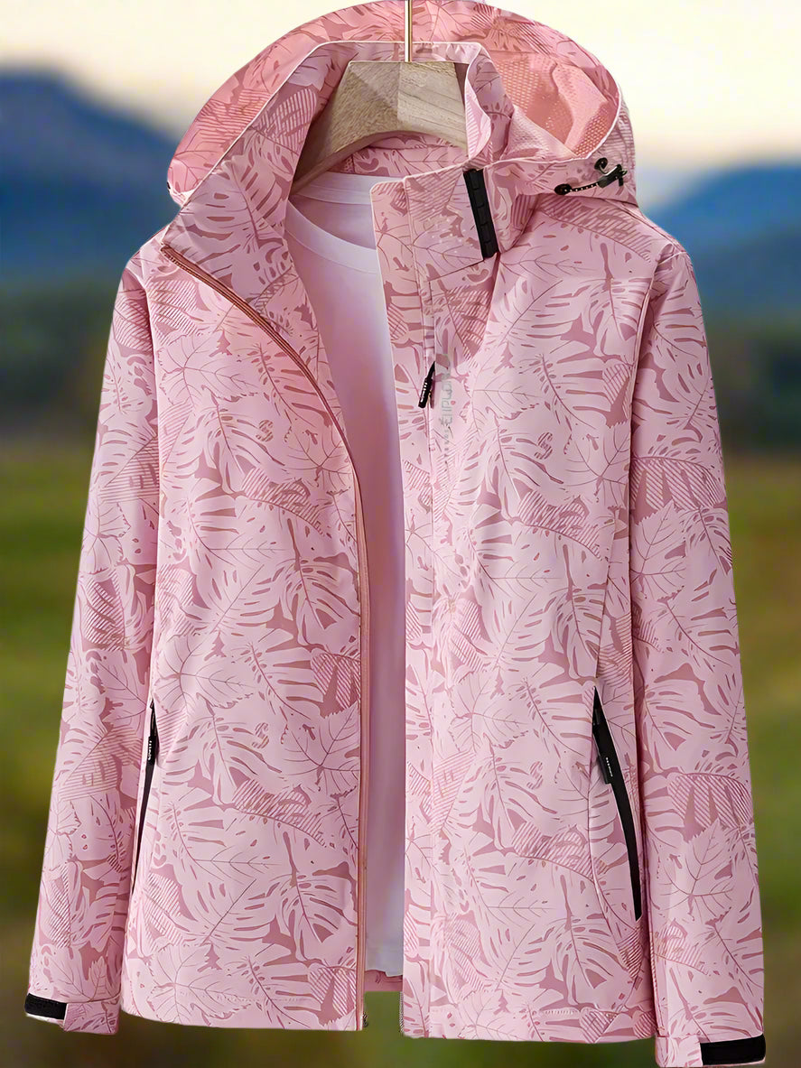 Comfortable & stylish women's waterproof windbreaker jacket, ideal for summer outdoor activities & travel.