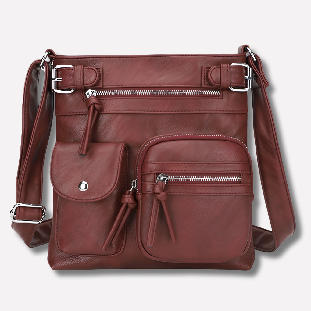 Fashionable coffee crossbody bag for women, multi-pocket design for easy organization.