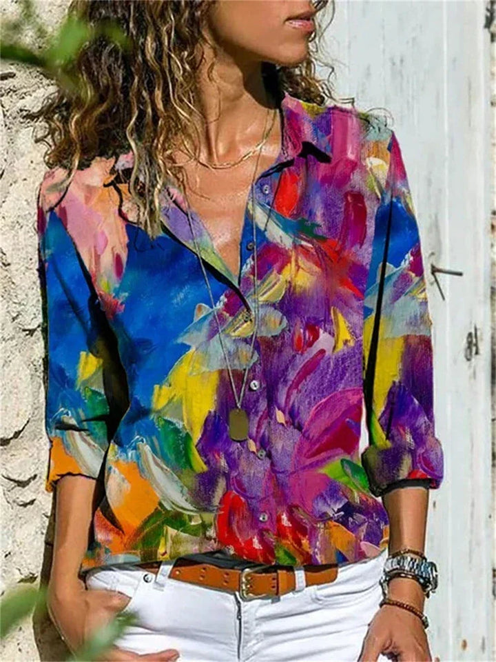 Breathable women's summer top, relaxed fit, offers a comfortable, chic, and elegant style.