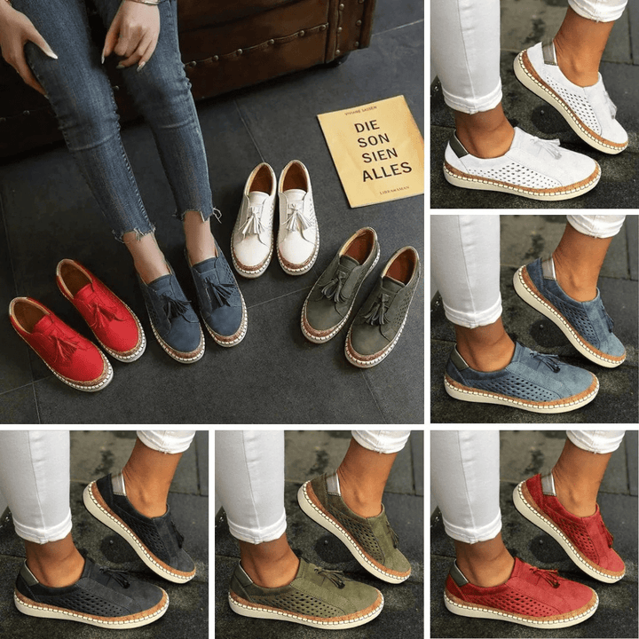 Casual women's summer loafers, slip-on comfort sneakers with a chic, breathable vented upper.