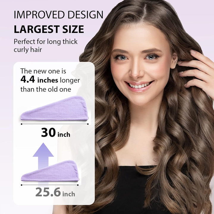 Lightweight, super absorbent microfiber hair towel wraps (3-pack) for women, quick-dry & anti-frizz.