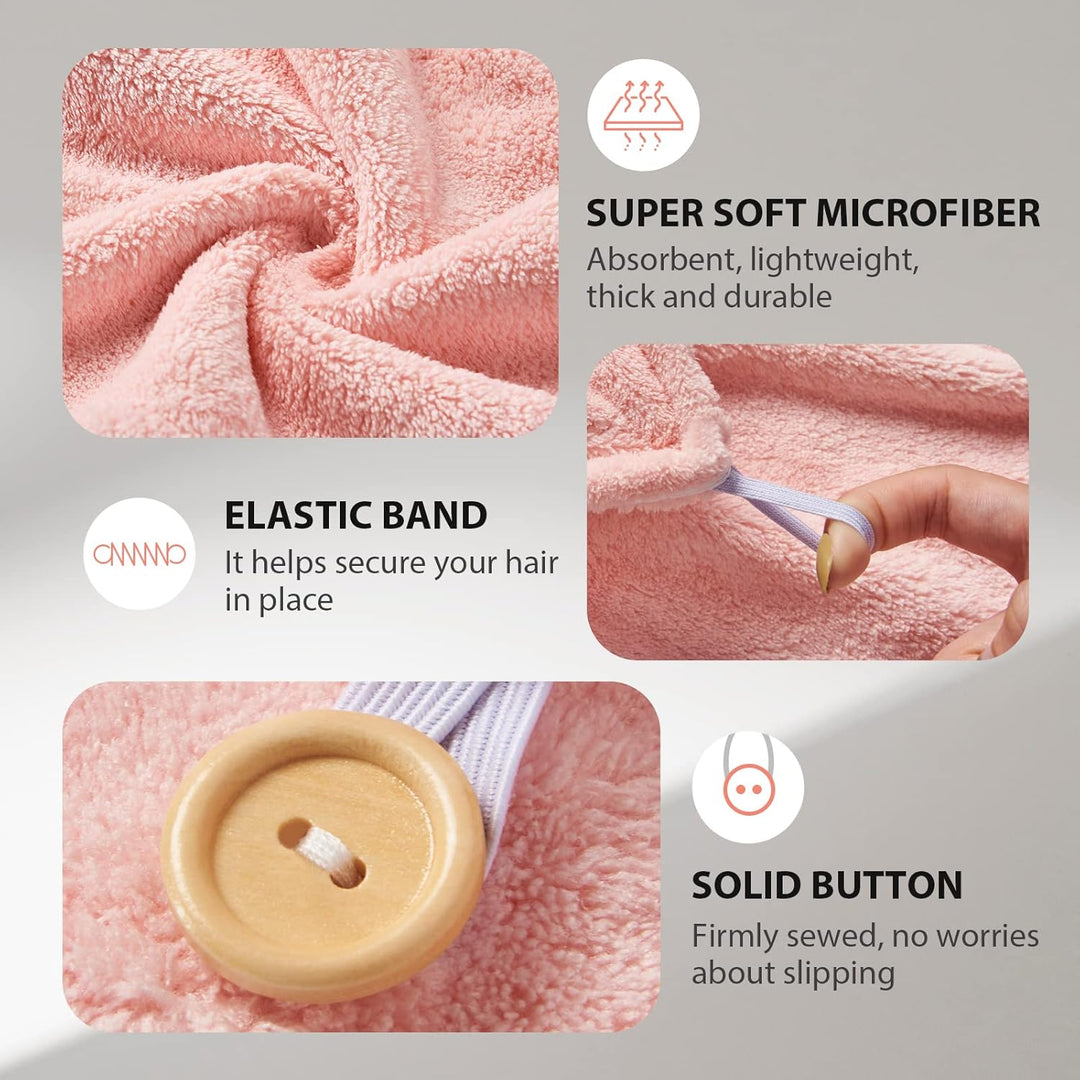Soft microfiber hair towel wraps (3-pack) for women, super absorbent & gentle on hair, fast drying.