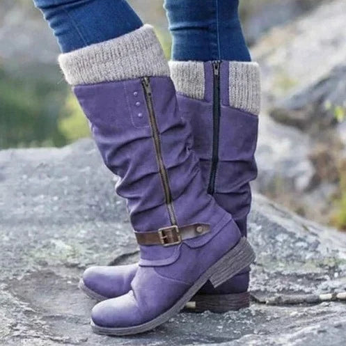 Orthopedic women's knee-high winter boots, combining supportive footwear features with sleek fall fashion.