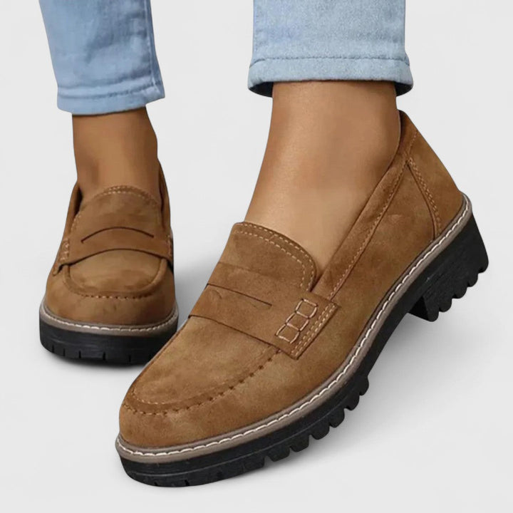 Elegant women's casual shoes, these supportive loafers provide ergonomic design for all-day foot health.