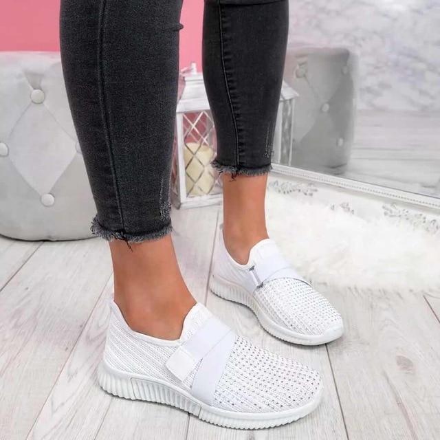 Modern women's slip-on sneakers, combining athletic style with superior supportive comfort.