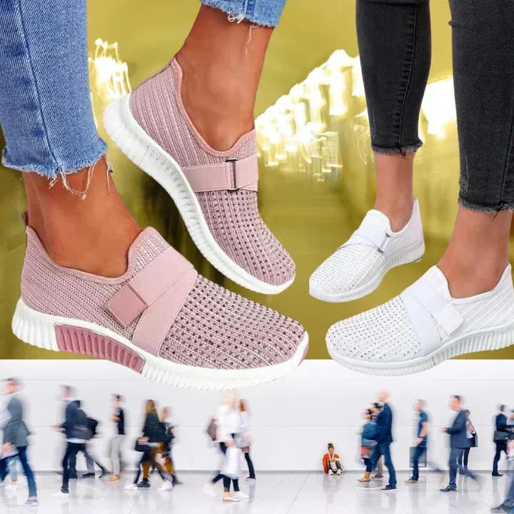 Comfortable women's slip-on sneakers with arch support, perfect for walking and daily wear.