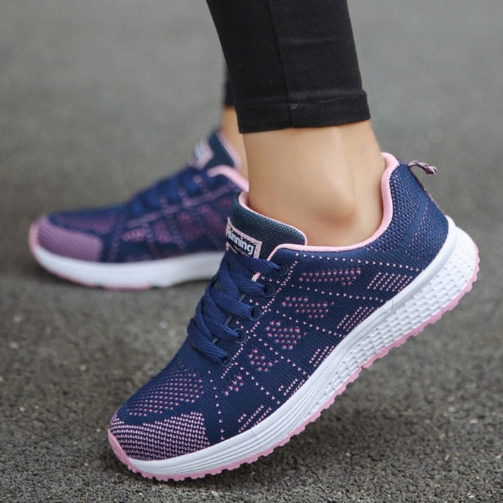 Women's orthopedic walking shoes providing optimal arch support for healthy foot alignment.