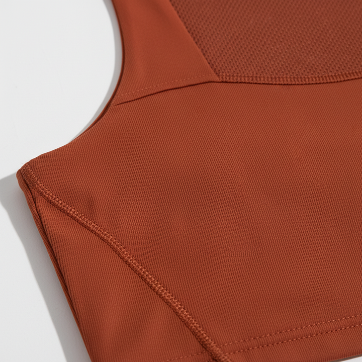 Shirley women's supportive performance top with removable pads, ideal for active fitness & gym.