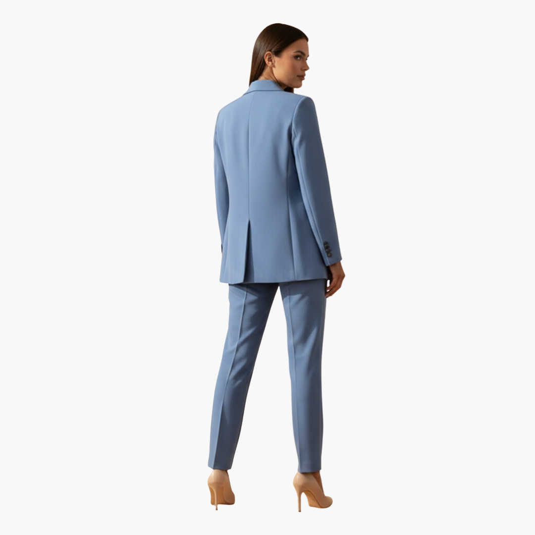 Versatile women's interview outfit: tailored blazer and pants suit for a sharp, confident appearance.