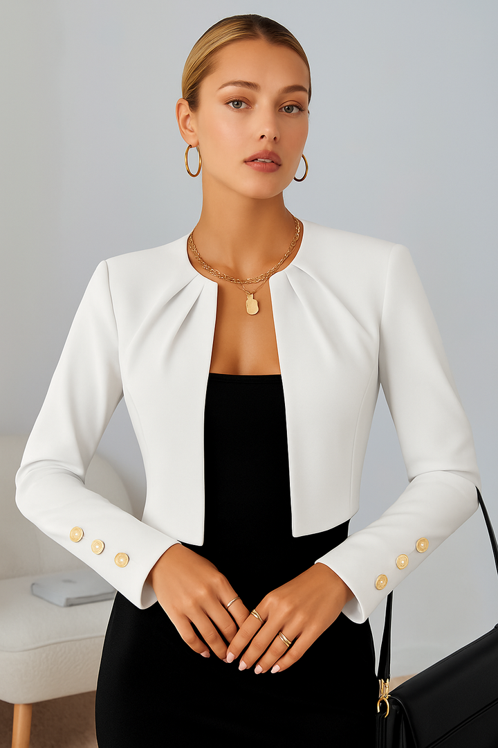Denise tailored cropped blazer for women, a modern and elegant business jacket for office wear.