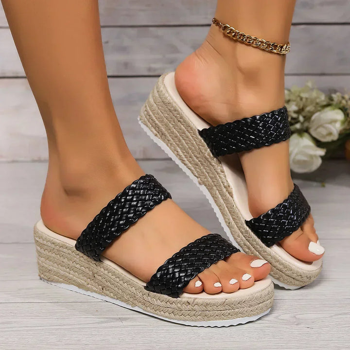 Comfortable Theodora wedge sandals for women, cushioned and stylish summer footwear.
