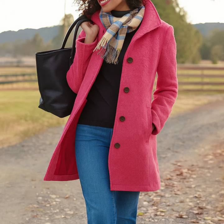 Women's timeless button-up coat, perfect for elegant fall & winter style. Versatile outerwear jacket.