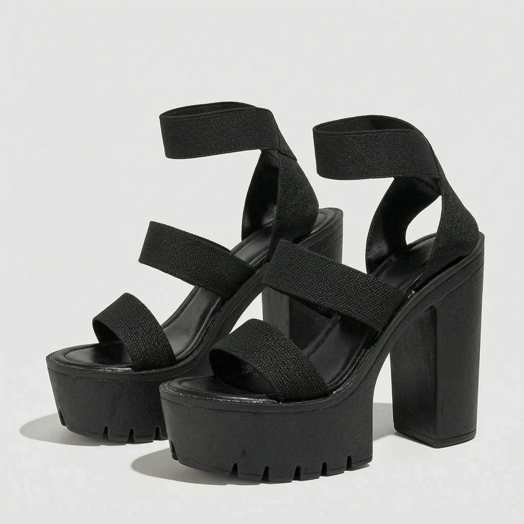Stylish women's casual platform sandals with a chunky block heel, open toe, and comfortable slip-on design.