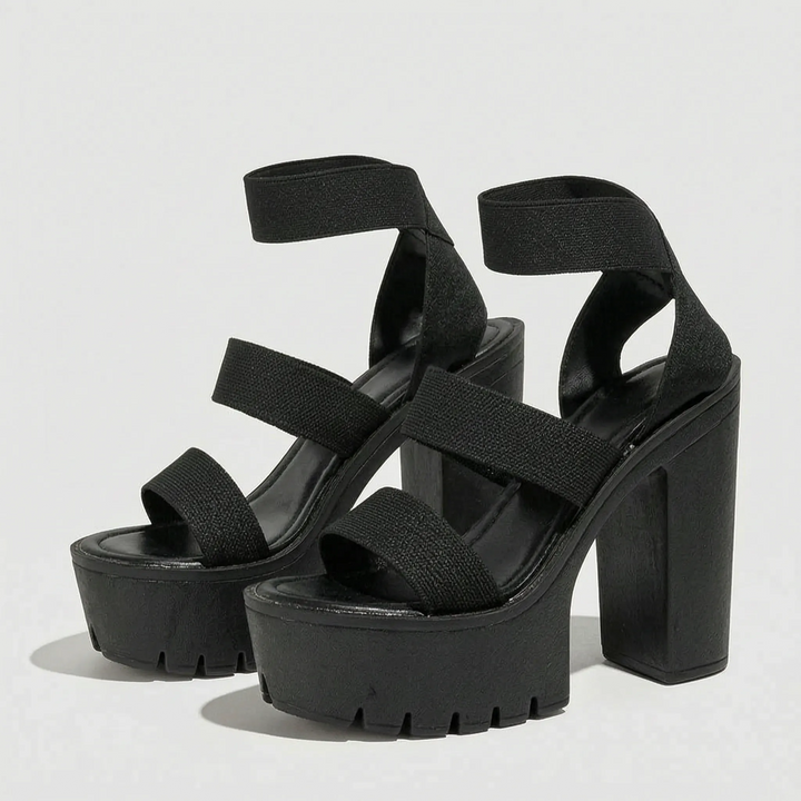 Stylish women's casual platform sandals with a chunky block heel, open toe, and comfortable slip-on design.