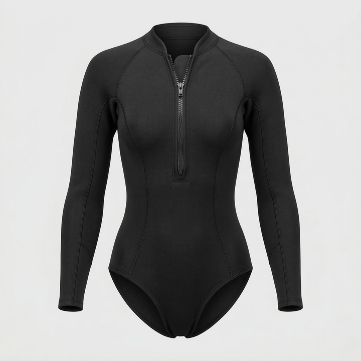 Women's quick-dry tropical long sleeve swimsuit, engineered for supreme comfort and sun protection.
