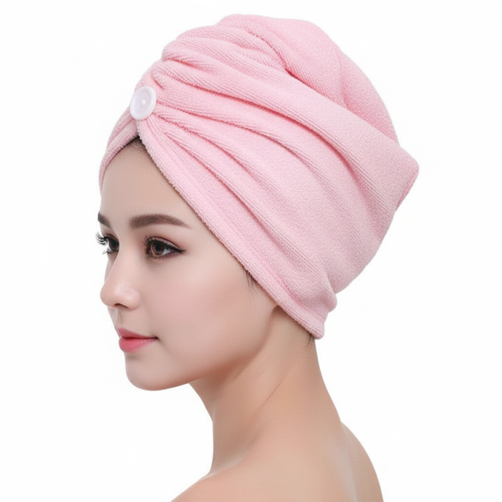Soft microfiber hair drying towel for women. Ultra absorbent, spa quality, promotes quick & gentle drying.