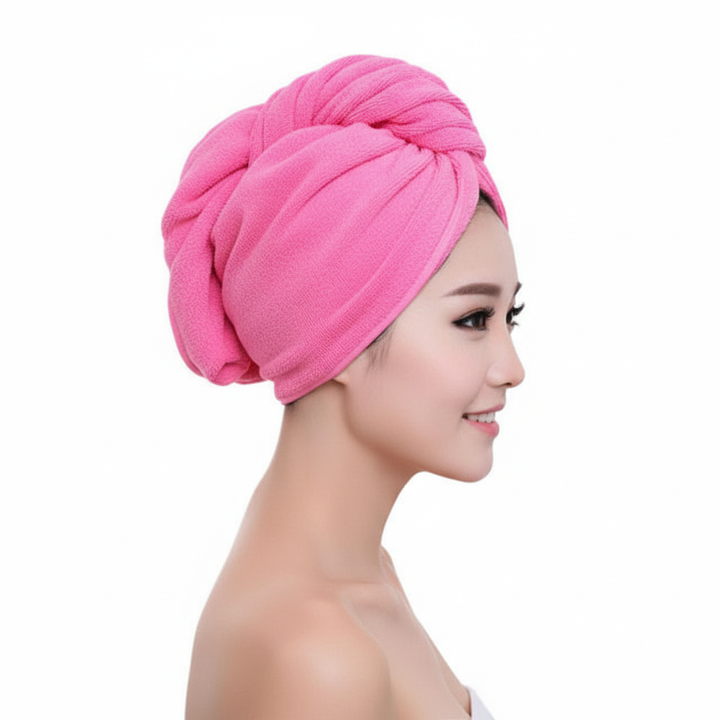 Anti-frizz microfiber hair towel for women. Ultra absorbent & lightweight, perfect for gentle, quick drying.