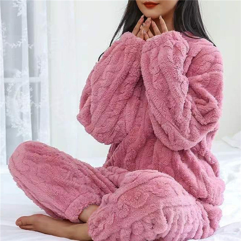 Winter women's pajamas. Ultra-soft cozy two-piece set, warm sleepwear for ultimate comfort & relaxation at home.