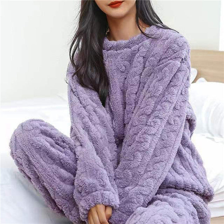 Women's ultra-soft and cozy pajama set. Warm two-piece loungewear for comfortable sleepwear & home relaxation.