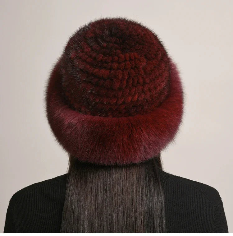 Women's warm winter hat. Stylish, cozy, and elegant headwear, an essential fall/winter fashion accessory.