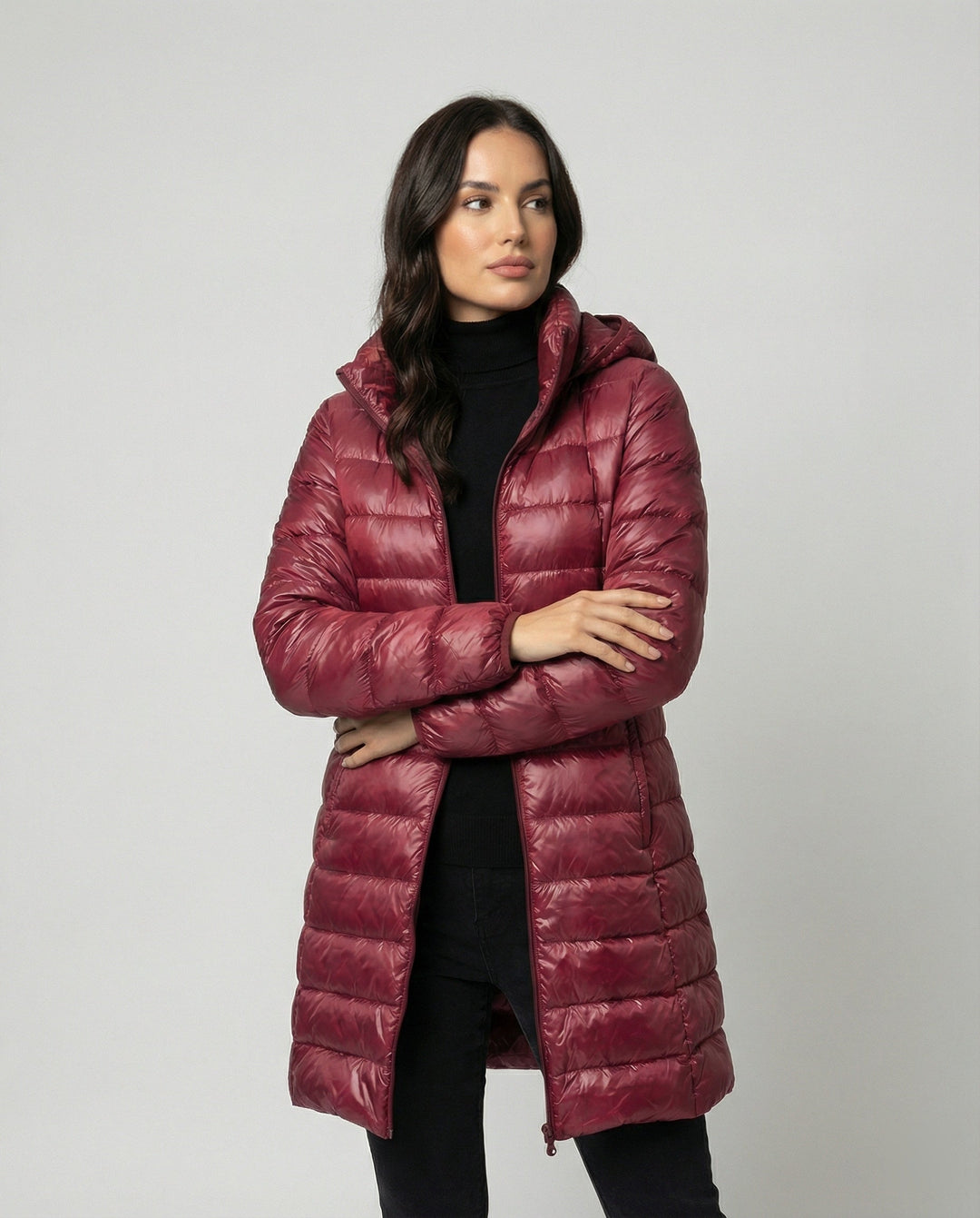 Lightweight women's hooded jacket, insulated for comfort & everyday wear.