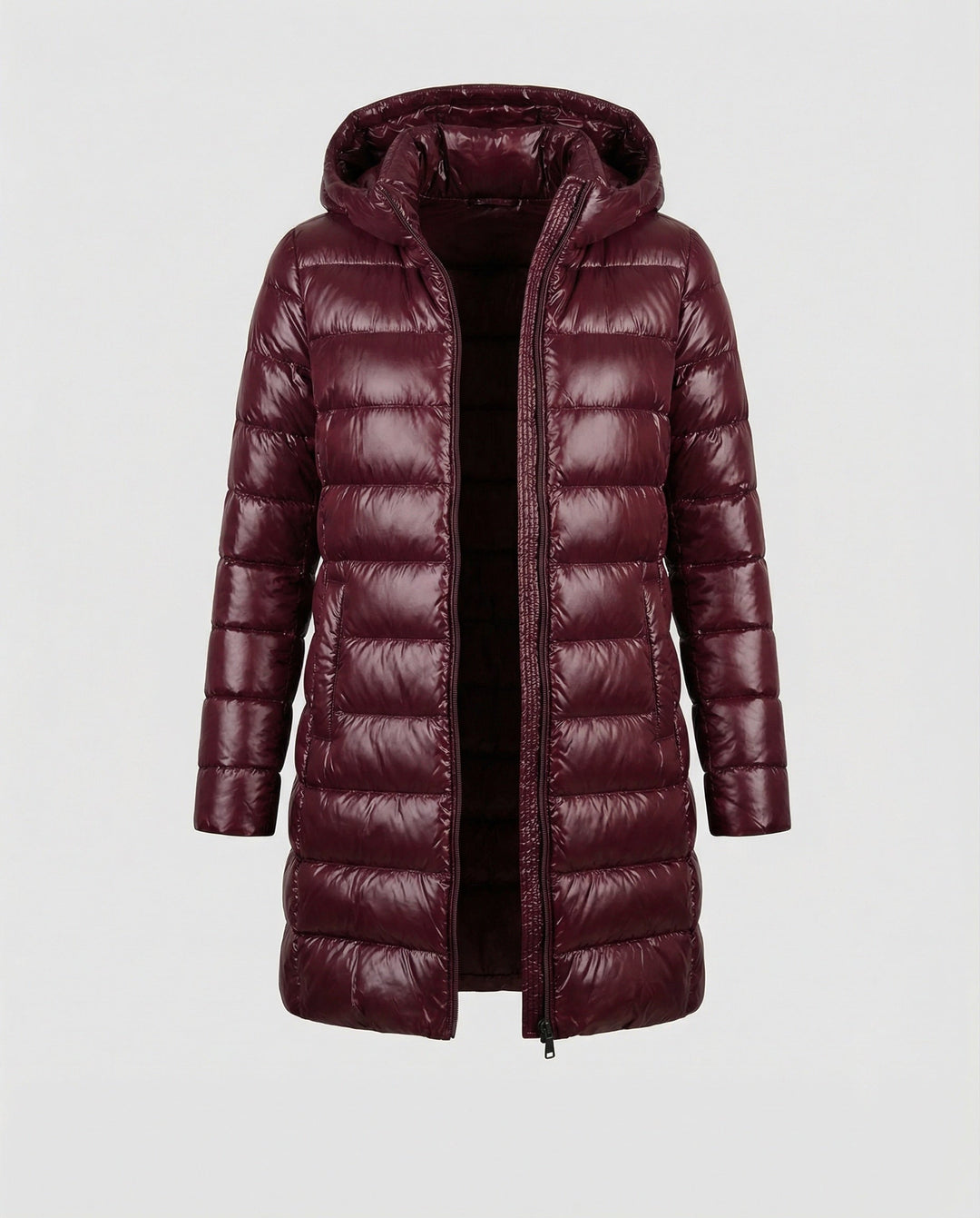 Casual women's ultralight insulated hooded jacket, versatile outerwear.