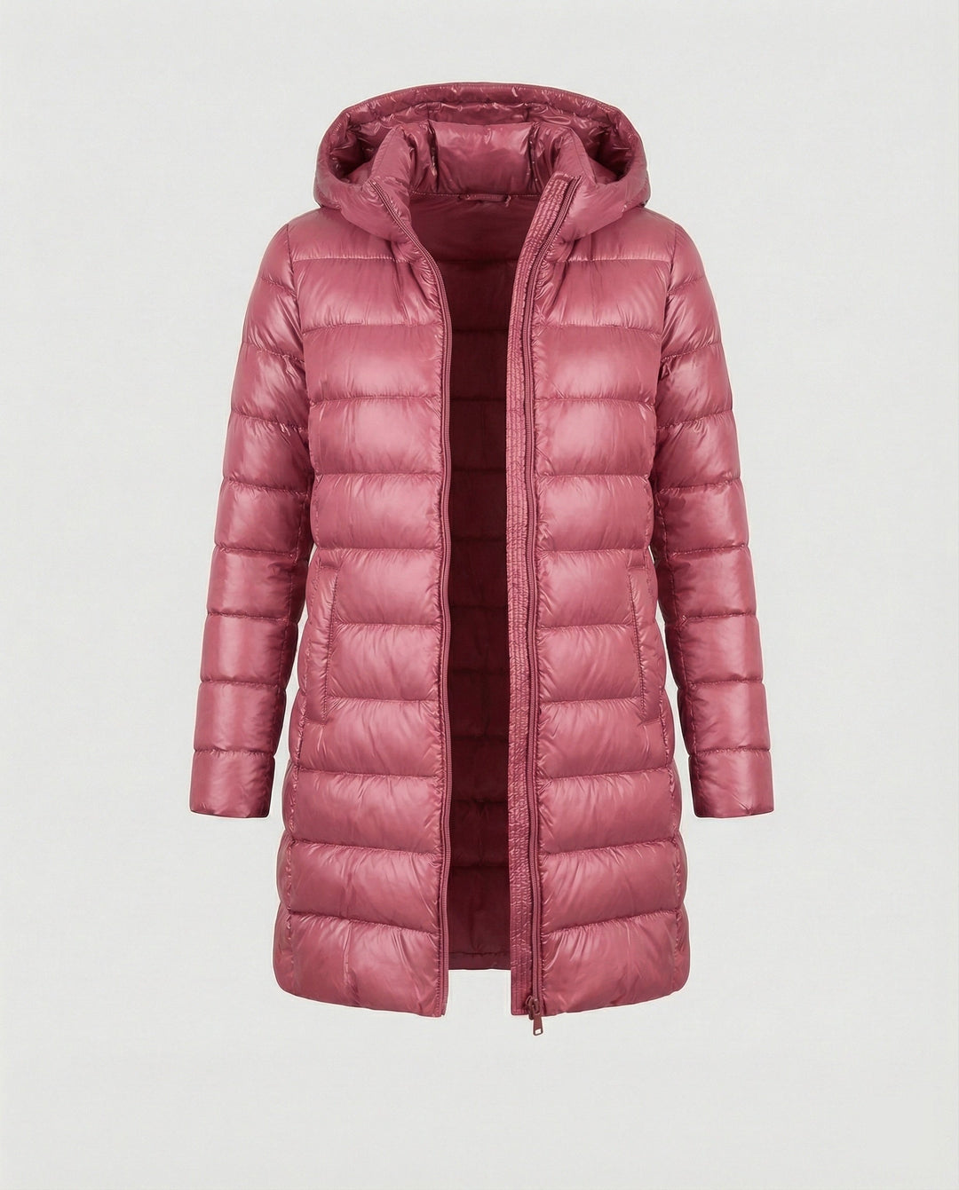 Stylish women's ultralight hooded jacket, great for layering & travel.