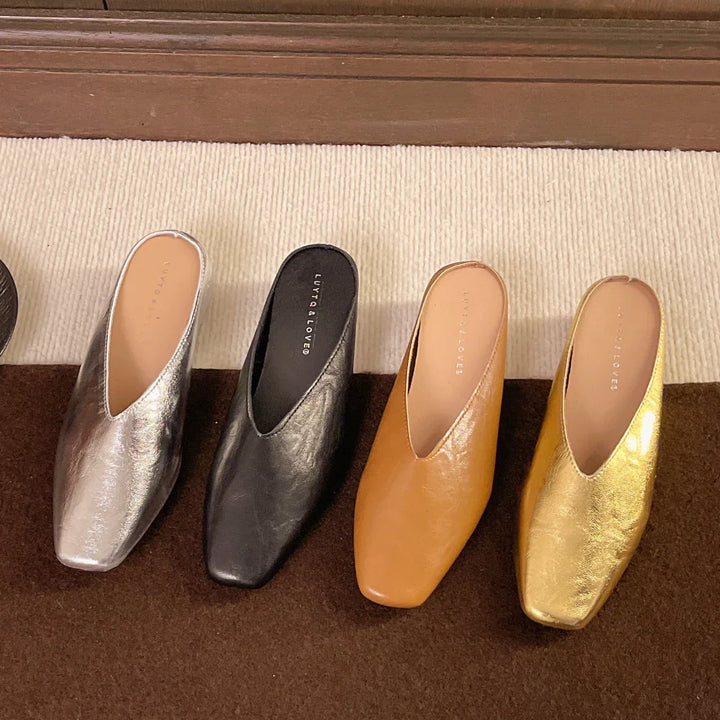 Practical & elegant women's slip-on flats, comfortable vegan leather footwear for daily fashion.