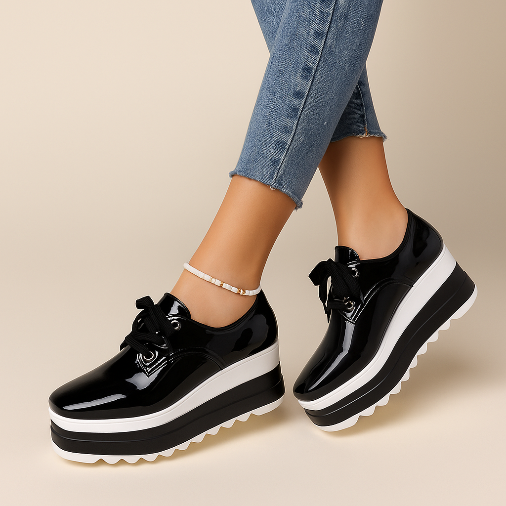 Chic women's Verona Gloss Platform Sneakers, offering style and comfortable orthopedic support.