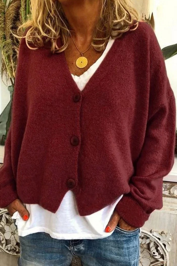 Elegant button-front cardigan, a versatile layering piece for women.