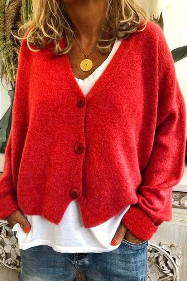 Fall fashion women's button cardigan, an effortless layering top.