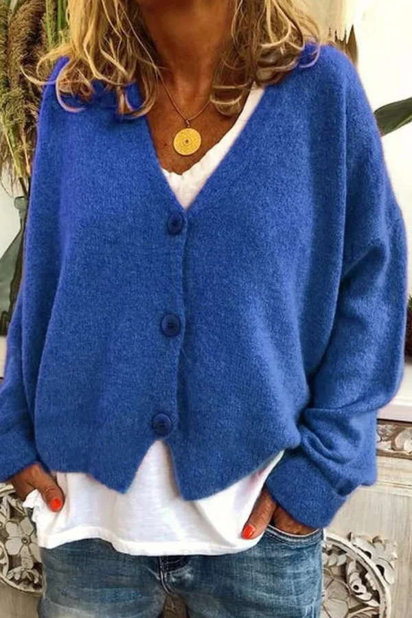 Cozy knit button cardigan, perfect layering piece for fall fashion.