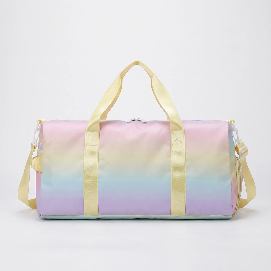 Durable women's shoulder gym bag. Oxford fabric duffel with separate shoe compartment for workouts & travel essentials.