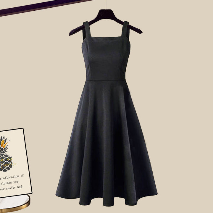 Complete women's fall fashion: A versatile knit dress and a soft cropped sweater set, perfect for everyday elegance.