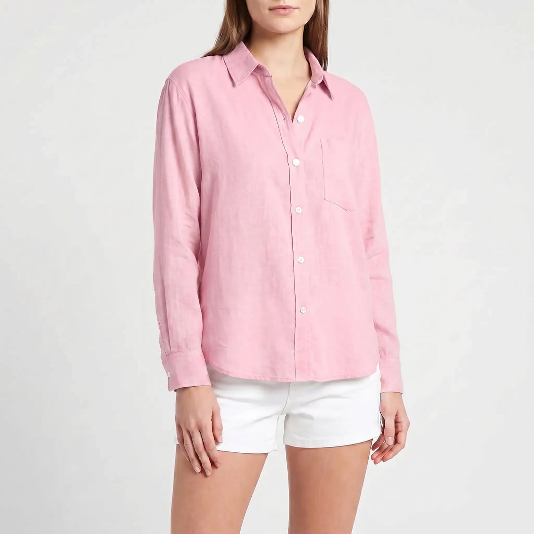 Women's long-sleeve button-up work blouse. Smart casual & versatile for everyday fashion.