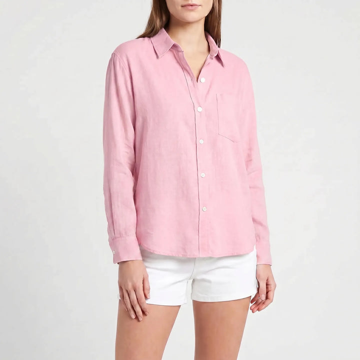 Women's long-sleeve button-up work blouse. Smart casual & versatile for everyday fashion.