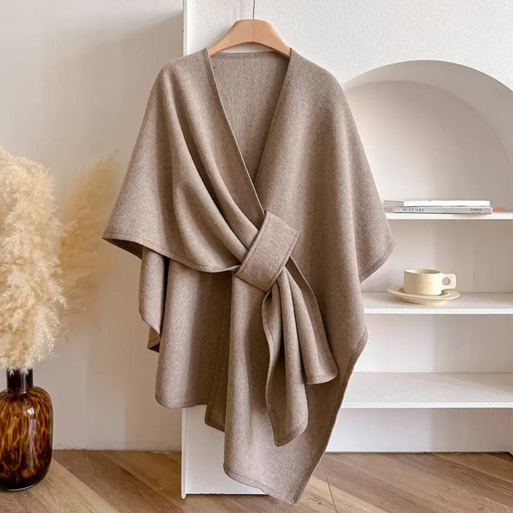 Women's versatile poncho scarf coat, elegant all-season wrap, stylish layering for comfort.
