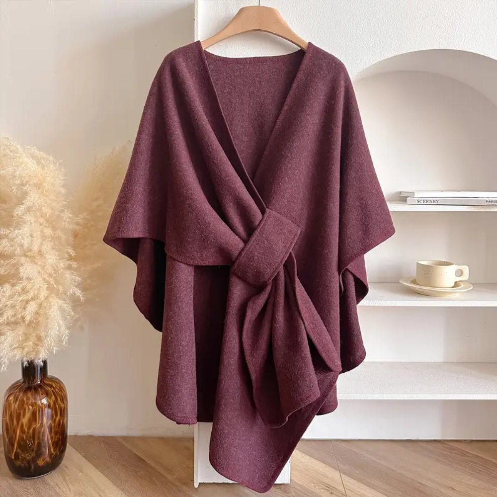 Cozy women's scarf coat, a versatile poncho for all seasons, chic fall and winter outerwear.