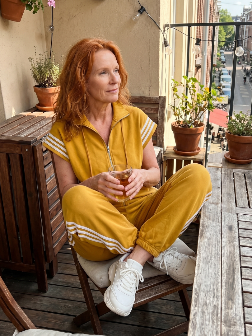 Women's striped zip front jumpsuit, combining casual comfort with elegant style.