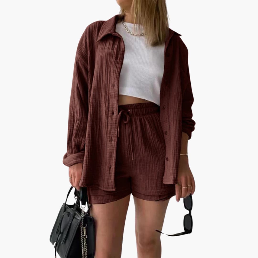 Women's comfortable two-piece set, lightweight fabric for spring & summer.