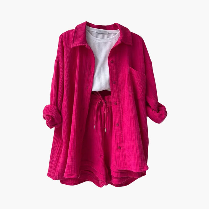 Lightweight women's two-piece set in a vibrant color, ideal for spring & summer.