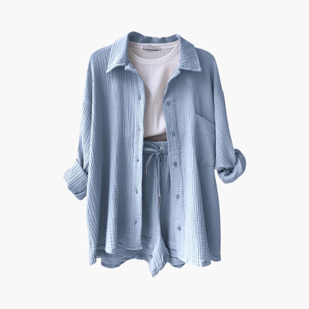 Stylish women's summer two-piece set, comfortable & airy for daily wear.