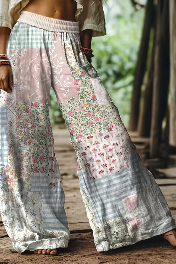 Women's summer fashion floral cropped pants, ideal for relaxed vacation outfits.